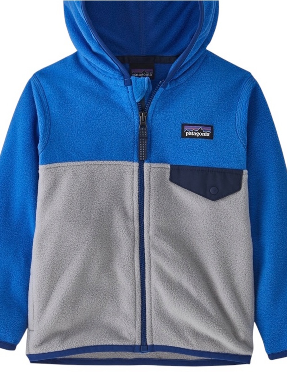 Patagonia Fleece Blue and Gray Micro D Snap-T Hooded Kids Jacket 2T